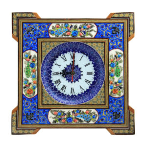 Handgemaakte Perzische Houten Wandklok – Khatam Marqueterie, Anisa