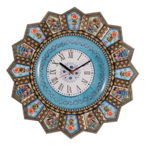 Handgemaakte Perzische Houten Wandklok – Khatam Marqueterie, Armaghan