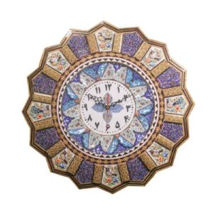 Handgemaakte Perzische Houten Wandklok – Khatam Marqueterie, Asieh