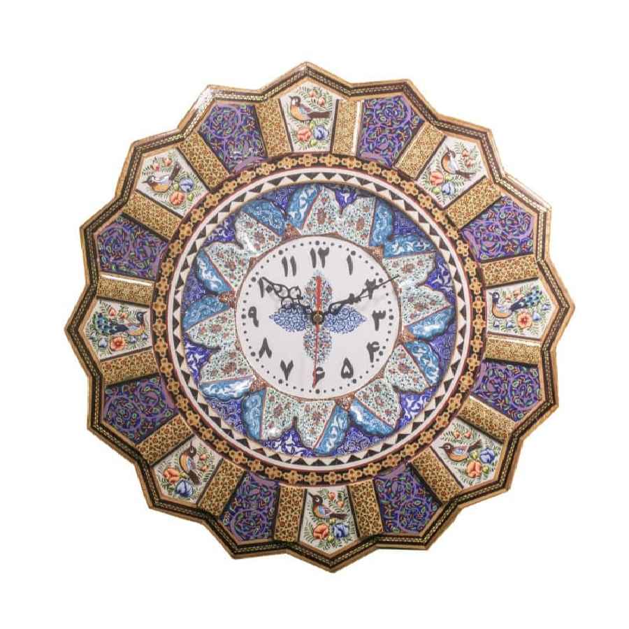 Handgemaakte Perzische Houten Wandklok – Khatam Marqueterie, Asieh