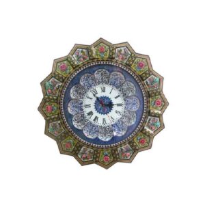 Handgemaakte Perzische Houten Wandklok – Khatam Marqueterie, Atieh