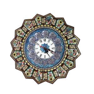 Handgemaakte Perzische Houten Wandklok – Khatam Marqueterie, Banoo