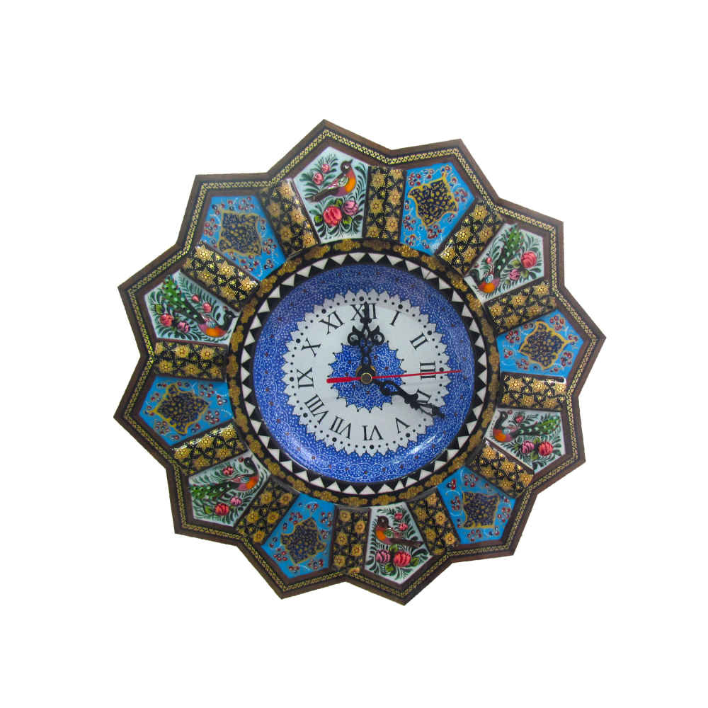 Handgemaakte Perzische Houten Wandklok – Khatam Marqueterie, Baran