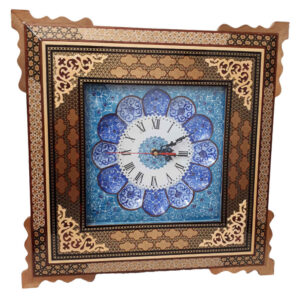 Handgemaakte Perzische Houten Wandklok – Khatam Marqueterie, Bina