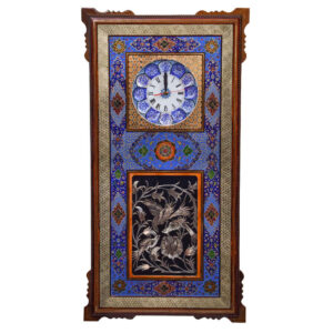 Handgemaakte Perzische Houten Wandklok – Khatam Marqueterie, Diba