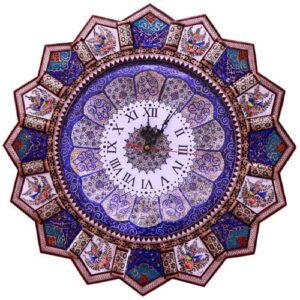 Handgemaakte Perzische Houten Wandklok – Khatam Marqueterie, Elika