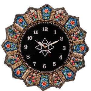 Handgemaakte Perzische Houten Wandklok – Khatam Marqueterie, Hana