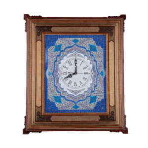 Handgemaakte Perzische Houten Wandklok – Khatam Marqueterie, Karoobi