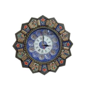 Handgemaakte Perzische Houten Wandklok – Khatam Marqueterie, Laleh