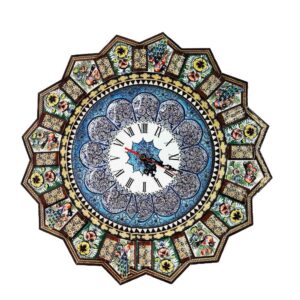 Handgemaakte Perzische Houten Wandklok – Khatam Marqueterie, Laya