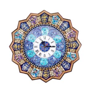 Handgemaakte Perzische Houten Wandklok – Khatam Marqueterie, Lona