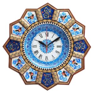 Handgemaakte Perzische Houten Wandklok – Khatam Marqueterie, Mahsa