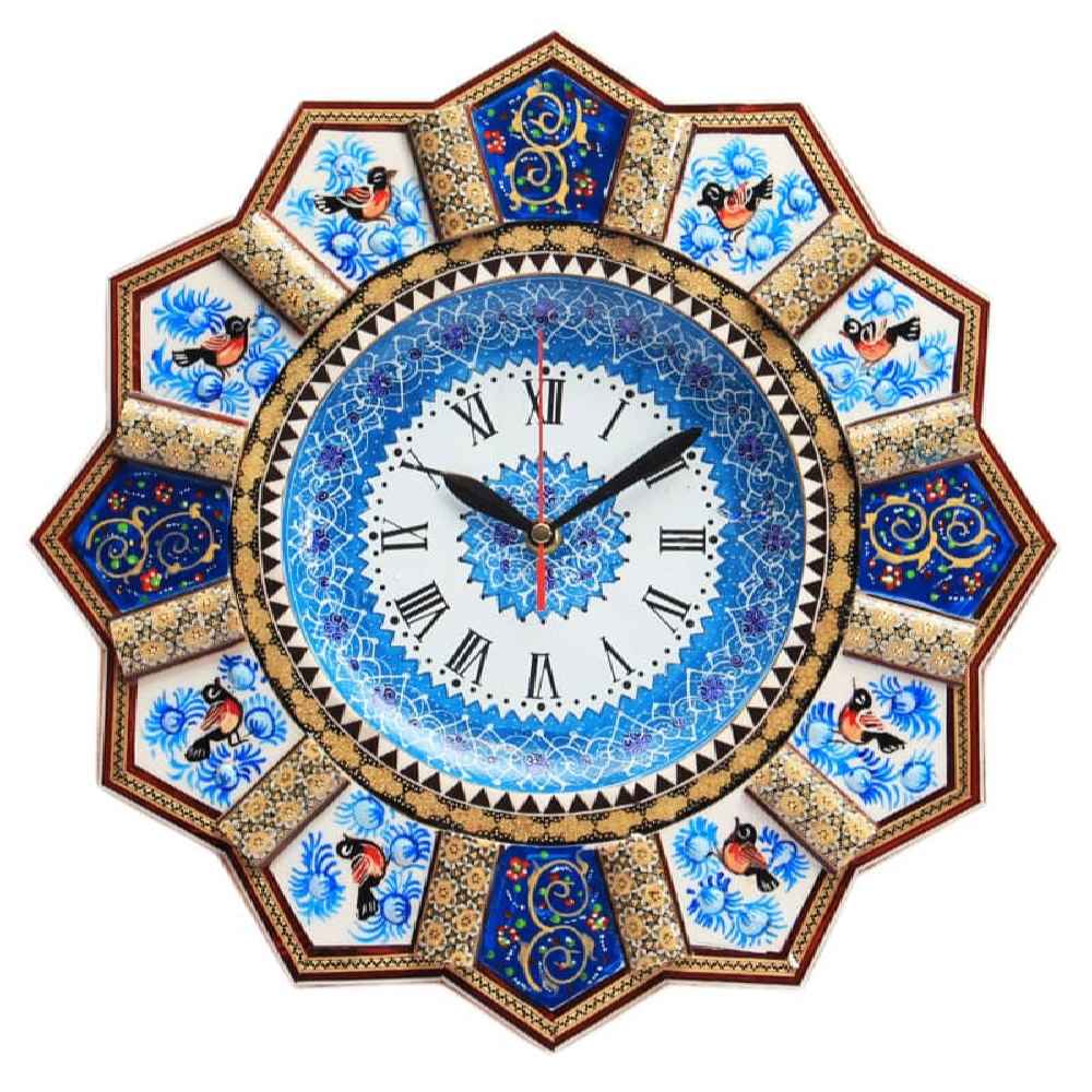 Handgemaakte Perzische Houten Wandklok – Khatam Marqueterie, Mahsa
