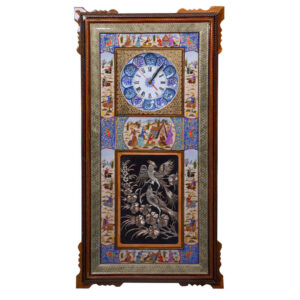 Handgemaakte Perzische Houten Wandklok – Khatam Marqueterie, Majles