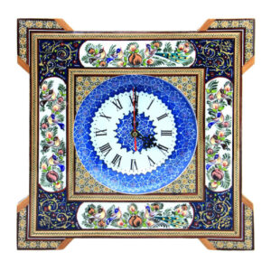 Handgemaakte Perzische Houten Wandklok – Khatam Marqueterie, Mina