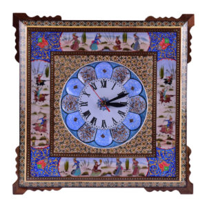 Handgemaakte Perzische Houten Wandklok – Khatam Marqueterie, Nafas