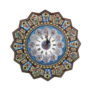 Handgemaakte Perzische Houten Wandklok – Khatam Marqueterie, Nahal