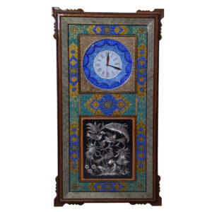 Handgemaakte Perzische Houten Wandklok – Khatam Marqueterie, Nargol