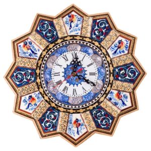 Handgemaakte Perzische Houten Wandklok – Khatam Marqueterie, Nil