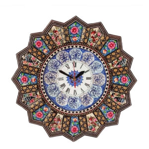 Handgemaakte Perzische Houten Wandklok – Khatam Marqueterie, Razieh