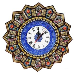 Handgemaakte Perzische Houten Wandklok – Khatam Marqueterie, Tiara