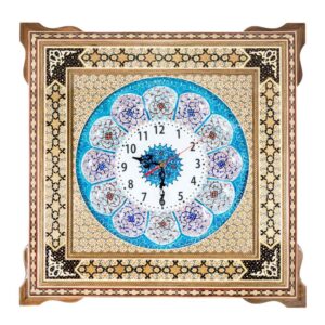 Handgemaakte Perzische Houten Wandklok – Khatam Marqueterie, Zina
