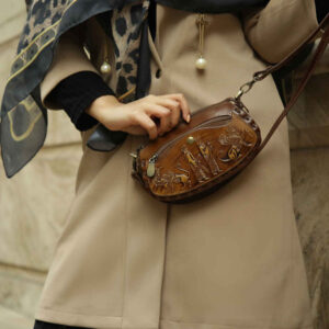 Luxe handgemaakte leren crossbody tas – Hakhamanesh