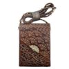 Handgemaakte Leren Crossbody Schoudertas – Perzische Calligrafie Sadaf Design