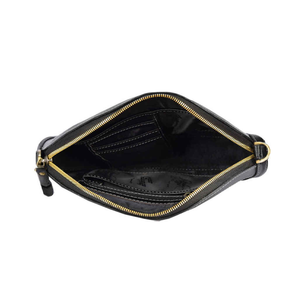 Handgemaakte Leren Crossbody Schoudertas – Perzische Calligrafie Tamana