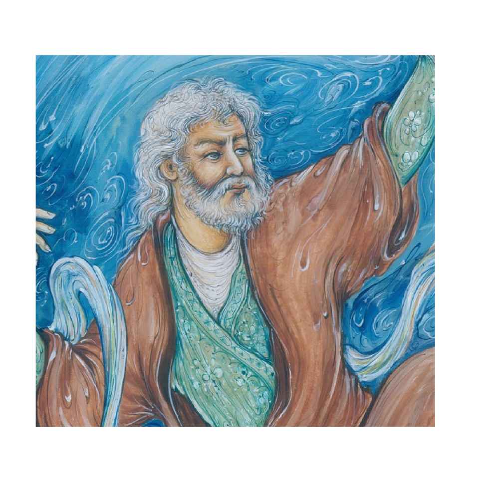 Origineel Perzisch Miniatuurkunst Schilderij: Aquarel – Khayyam, door Rasoul Motamedi