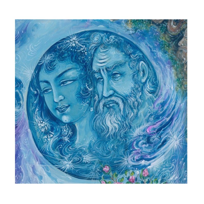 Origineel Perzisch Miniatuurkunst Schilderij: Aquarel – Khayyam, door Rasoul Motamedi