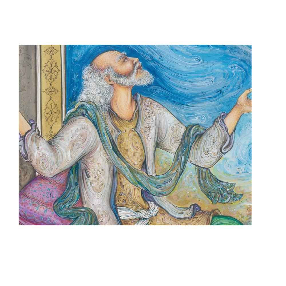Origineel Perzisch Miniatuurkunst Schilderij: Aquarel – Khayyam, door Rasoul Motamedi