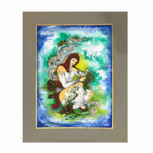 Origineel Perzisch Miniatuurkunst Schilderij: Aquarel – Vrouwen, door Rasoul Motamedi