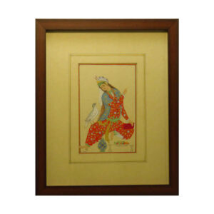 Originele Perzische Safavid Kunst Schilderij: Aquarel & Gouche op Karton – Abbasi