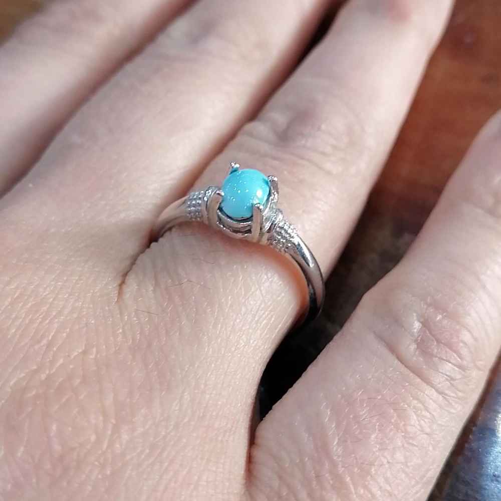 Perzische zilveren ring voor vrouwen met Neyshabur-turkoois Mana