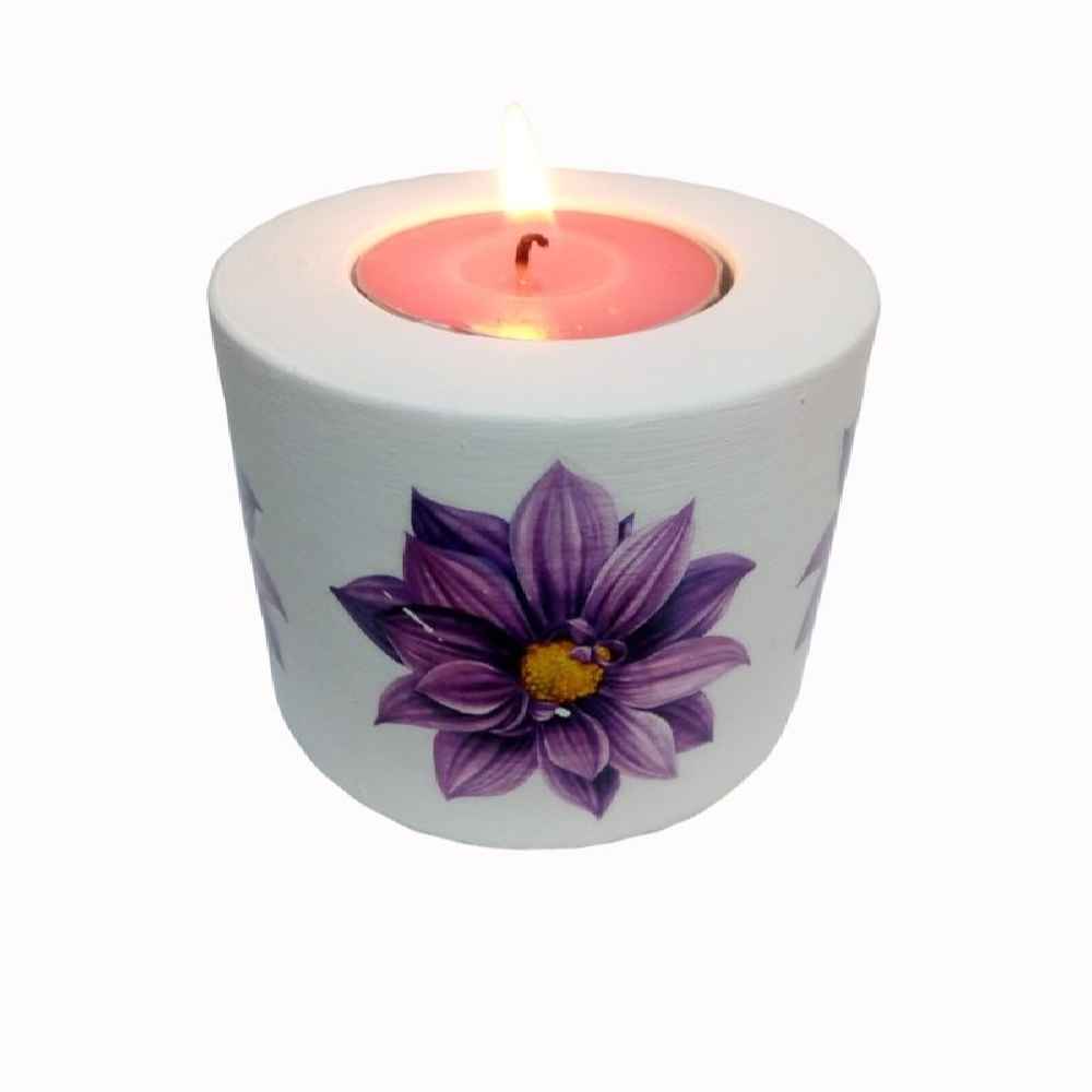 Set van 2 Gips Theelichthouders – Model Flower