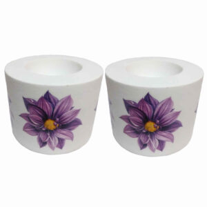 Set van 2 Gips Theelichthouders – Model Flower