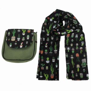 Boheemse Crossbody Schoudertas & Sjaal Set met Cactus Design