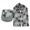Boheemse Crossbody Schoudertas & Sjaal Set met Schattige Kattenprint