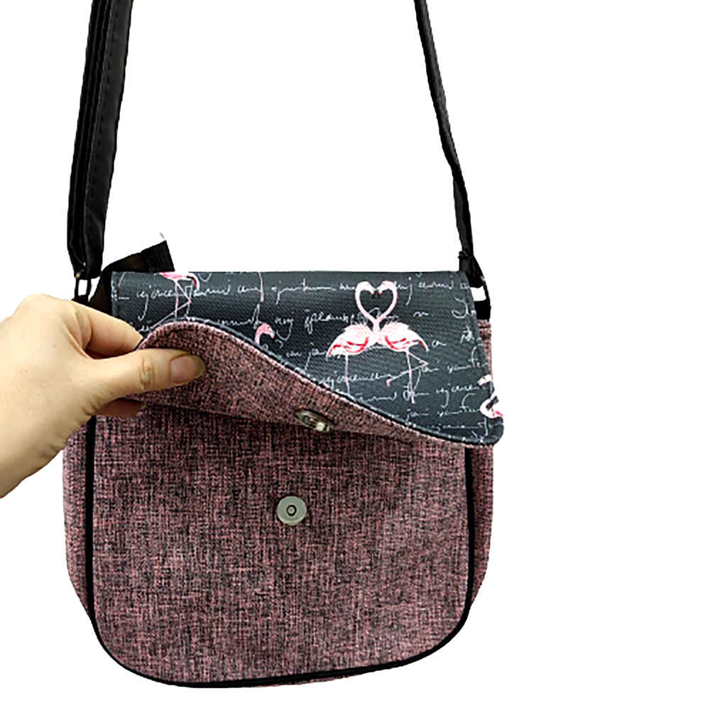 Boheemse Crossbody Schoudertas & Sjaal Set met Flamingo Design