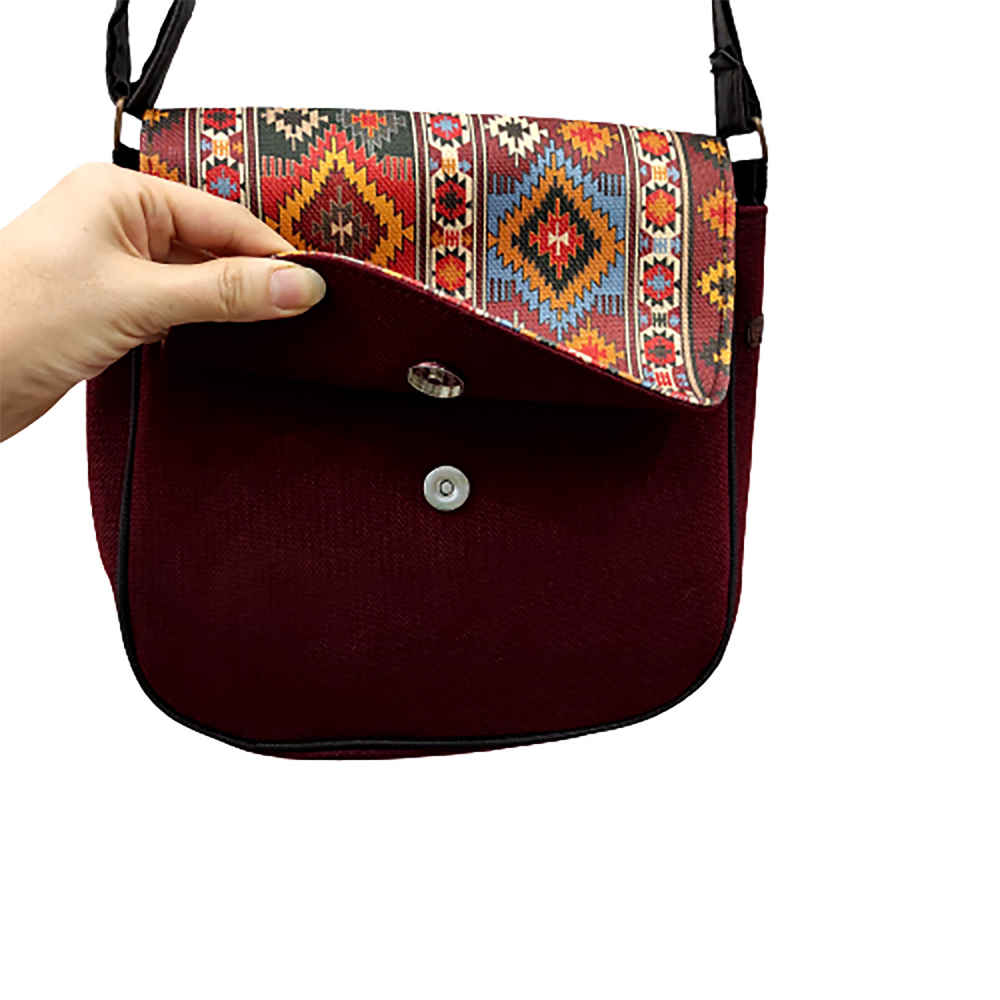 Boheemse Crossbody Schoudertas & Sjaal Set met Traditioneel Design