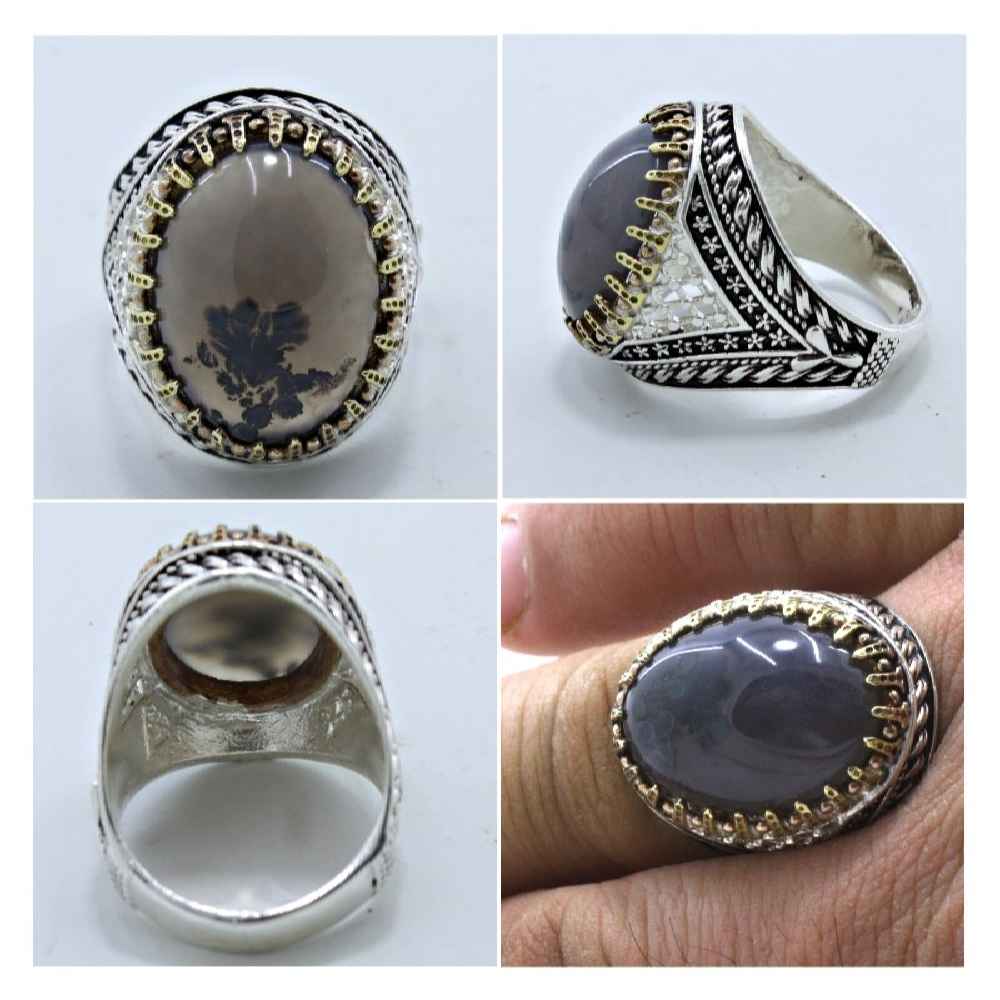 Perzische Zilveren Ring voor Mannen – Shajar Agaat Model Mahoor