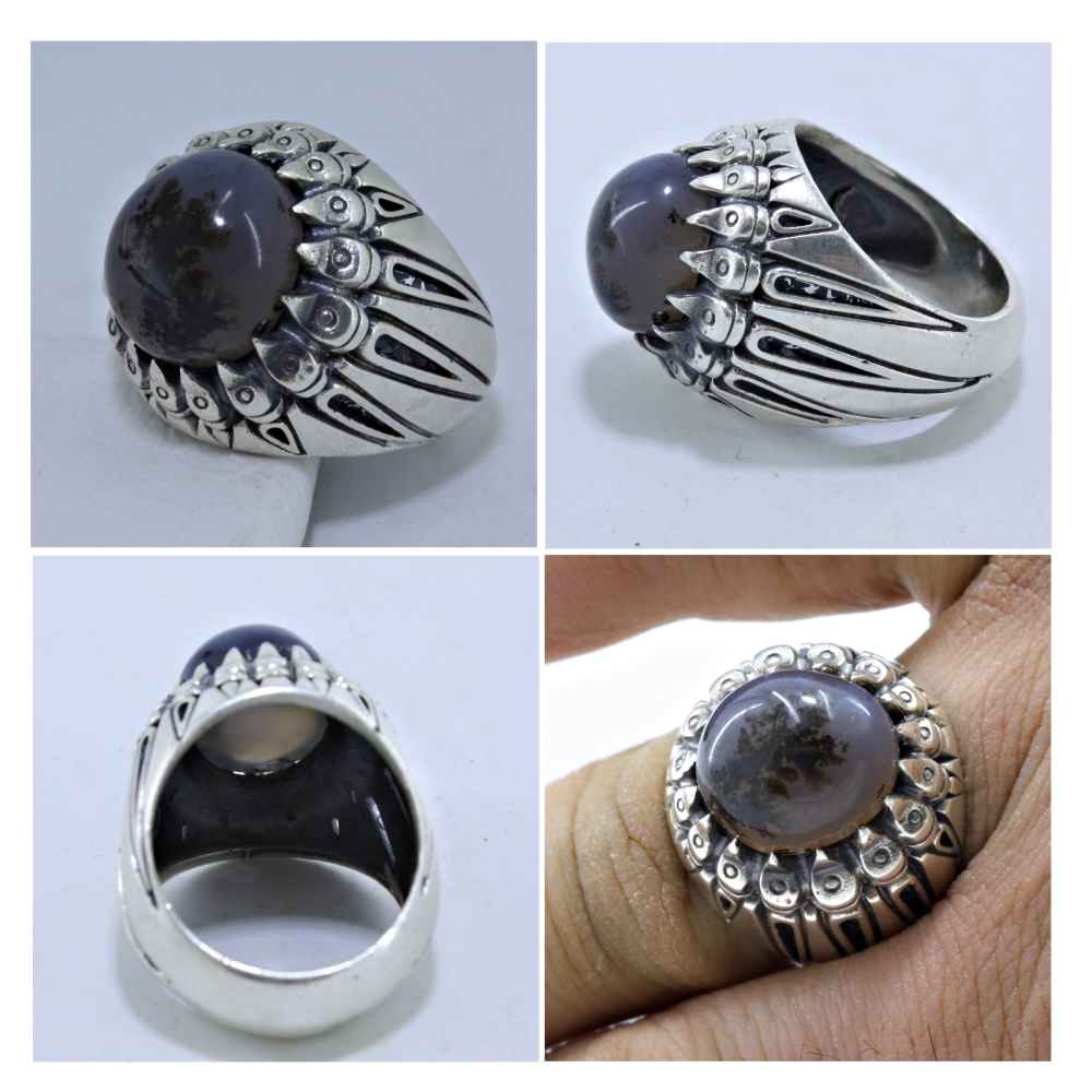 Perzische Zilveren Ring voor Mannen – Shajar Agaat Model Saman