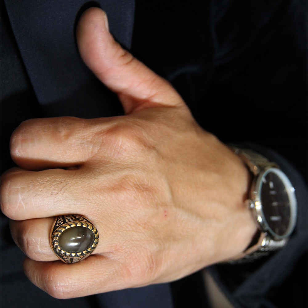Perzische Sulemani hakik zilveren ring voor mannen Moloud