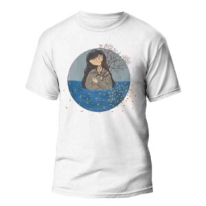 Herfst Kunst T-shirt – Model Khazan | Wit T-shirt met natuurthema