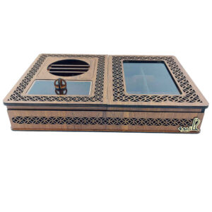 Elegante houten thee-organizer met geïntegreerde verwarmer