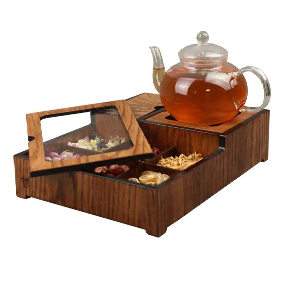 Verwarmer-Uitgeruste Houten Theedoos voor Kruiden- & Klassieke Thee