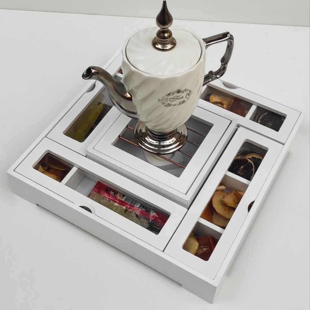 Hasti Edition Verwarmer-Uitgeruste Houten Theedoos