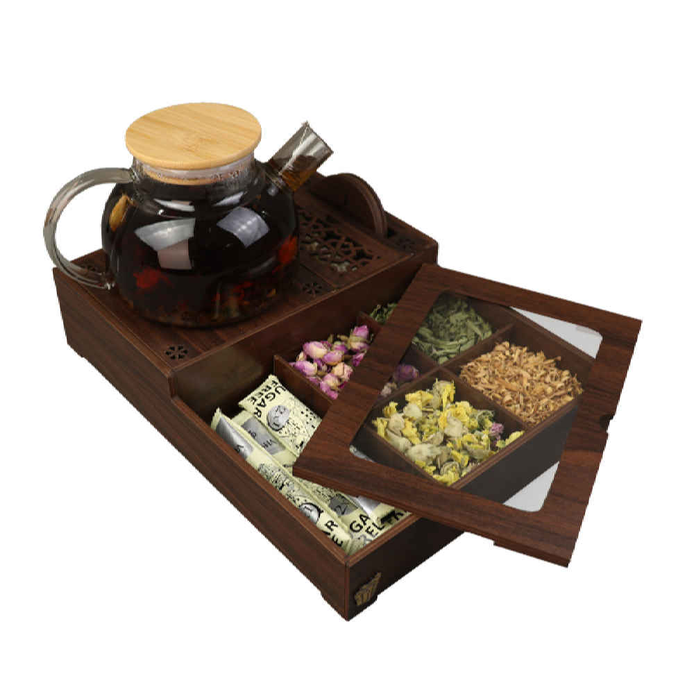 Mahyas Edition Houten Thee-Organizer Doos met Verwarmer