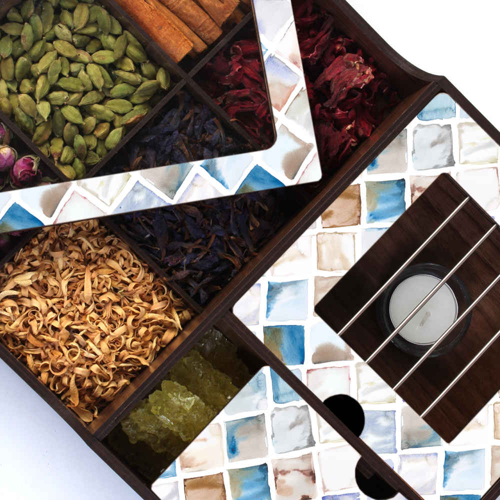 Unieke Houten Thee Opbergbox met Ingebouwde Verwarmerfunctie